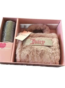 Juicy Couture Dusty Blush Pink Mini Faux Fur Tote and Barrel Coin Purse Gift Set - Afbeelding 1 van 5