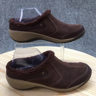 Zapatos Easy Spirit para mujer 9,5 M de piel única informales sin cordones zuecos de mula gamuza borgoña Foto 1 de 4