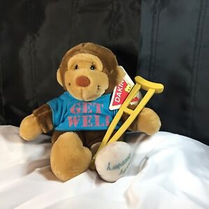 Vintage Dakin Plush Monkey Get Well Crutches 1988