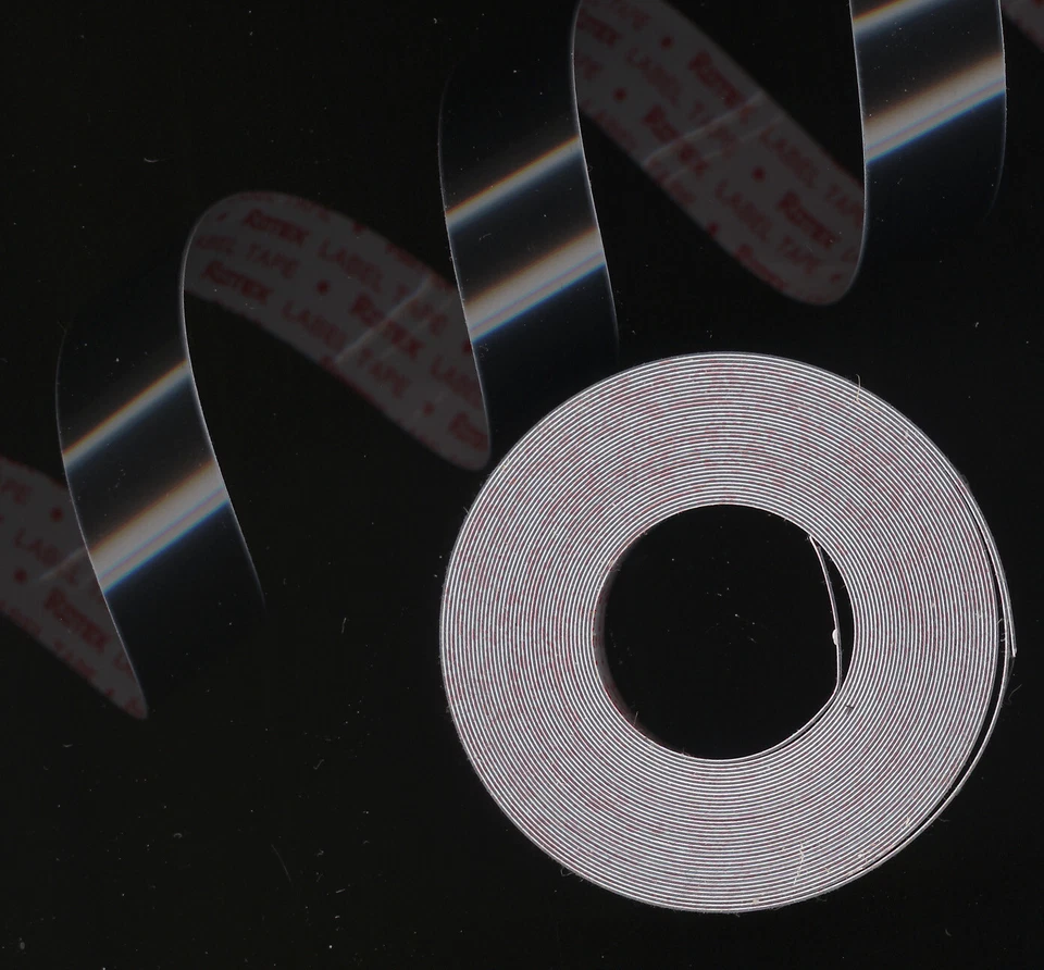 1x ROTEX tenza Prägeband 12mm X 3,6m BLACK Glossy Schriftband Embossing Tape