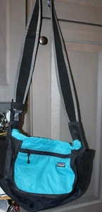 Patagonia Shoulder Bag Blue Black Nylon Light Weight Packable Adjustable Strap - Picture 1 of 4