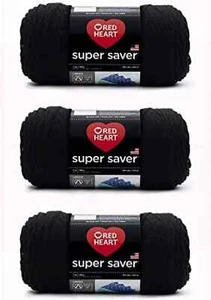 Red Heart Super Saver Black Yarn - 3 Pack of 198G/7Oz - Acrylic - 4 Medium - Picture 1 of 11