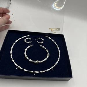 Juego de pendientes collar pulsera plata alambre púas plateros Montana para mujer - Imagen 1 de 5