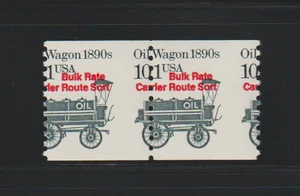US EFO ERROR Stamps: #2130a Oil Wagon precancel: Misperf coil pair. MNH - Picture 1 of 2