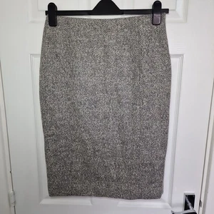 Hobbs Skirt UK 12 Grey Wool Blend Boucle Pencil Straight Work Business Midi - Picture 1 of 12