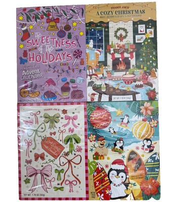 Lote De 4 TRADER JOE'S Chocolate Calendario de Adviento 2025 24 Días Cuenta Regresiva Navidad Joes Foto 1 de 4