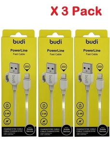 3 x Cargador iPhone Budi para Apple Cable USB Cable 7 8 SE XS XR 11 12 ProMax 13 14 - Imagen 1 de 33