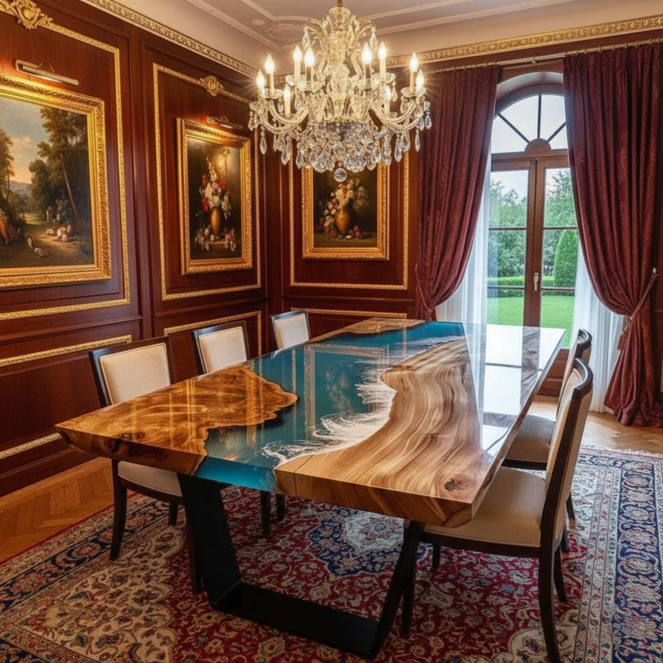 Made To Order Epoxy Resin Dining Table for Hallway Room Home Decor Furniture - Image 1 of 4