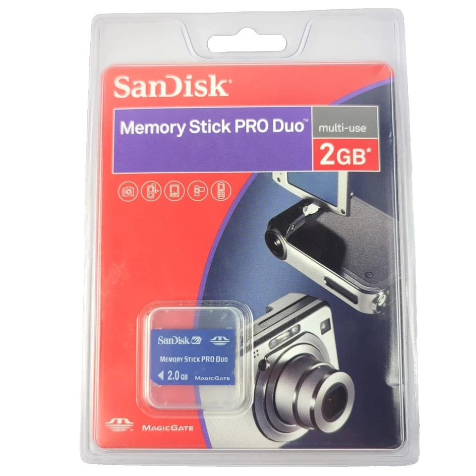 SANDISK Memory Stick PRO Duo 2GB SDMSPD-2048-A11 MagicGate Sony PSP New Sealed - Image 1 of 1