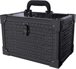 Beauty Box Con Serratura in Pelle Conspecchio Da Viaggio per Trucchi, Organizer - Foto 1 di 12