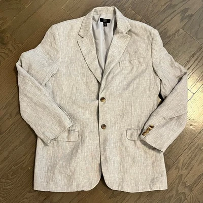 Blazer Abrigo Deportivo XL Lino Habitación Club Lujo Para Hombre Gris Pálido 100% Lino Foto 1 de 4
