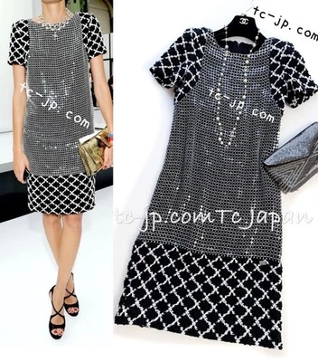 CHANEL 09S Black White Sequin Summer Party Dress 36 US4 Karl Lagerfeld RARE - Image 1 of 4