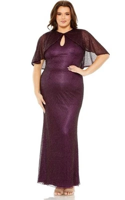 $598 MAC DUGGAL 5948 Beaded Cape Sleeve Gown Amethyst Size 20W Formal Wedding - Image 1 of 4
