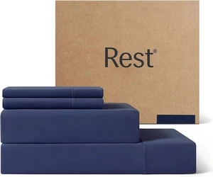 Juego de sábanas de enfriamiento REST® Evercool®+, CA King Size, azul medianoche, cama transpirable - Imagen 1 de 10