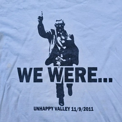 Penn State Happy Valley Tshirt White Unhappy Valley Coach Joe Paterno Football L - Image 1 of 4