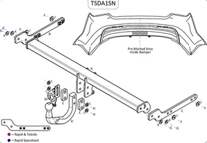 Barra de remolque de acero automotriz Towtrust Swan Neck para Seat Toledo 2013 a 2019 - Imagen 1 de 8