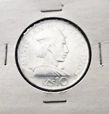 1965 CZECHOSLOVAKIA 10 Korun. KM58. Proof Silver. Jan Hus Commemorative. - Image 1 of 4