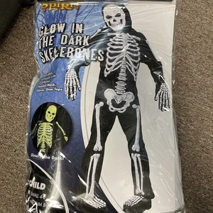Geist Halloween leuchten im Dunkeln Skelebone Kostüm Jugend Größe Medium 8-10 - Bild 1 von 6