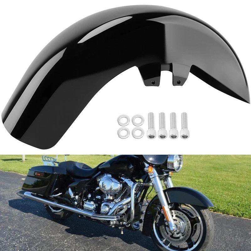 Vivid Black Front Fender Fit For Harley Touring Road King Street Glide 1989-2013 Foto 1 de 4