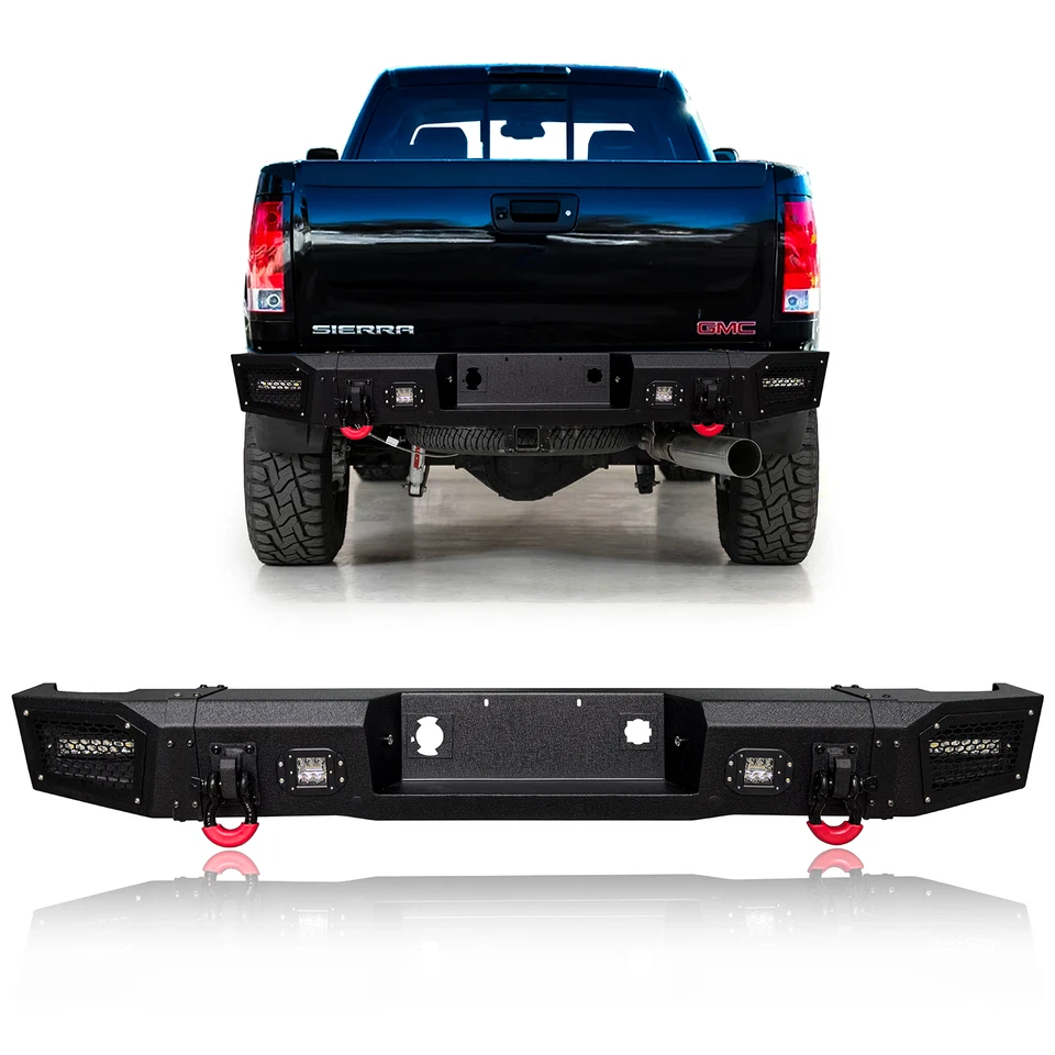 Vijay for 2011-2014 GMC Sierra 2500HD/3500HD Rear Black Bumper w/Spotlights - Image 1 of 4
