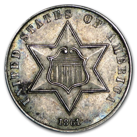 1861 Three Cent Silver AU - SKU#50680 Cover