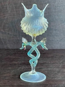 Prunk Pokal Doppel Spirale Drachen Goblet  Double Helix Dragon Venetian Art - Bild 1 von 12