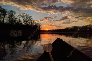 River Dreams Inspirational Poster | Canoe-River-Dog-Rapids-Sunset | Original ltd - Picture 1 of 2