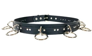 Black Bondage Belt Punk Goth Rock Thrash Metal Grommet Punk Rave Rockers USA - Picture 1 of 3