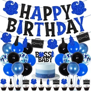 Baby Boss Birthday Party Decorations for Blue Black Boss Themed Happy Birthda... - Picture 1 of 6