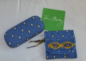 VERA BRADLEY Trifold Pocket Wallet Petite Small & Hard Eye Case - French Blue - Picture 1 of 6