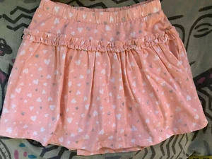Jumping Beans Girl's Skort - size 8 - Peach/ Silver & White Hearts - Picture 1 of 4
