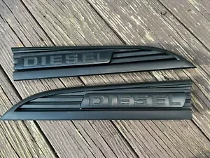 NEW 2011 - 2016 FORD F250 F350 SUPERDUTY FENDER EMBLEMS w DIESEL BLACK / BLACK - Picture 1 of 4