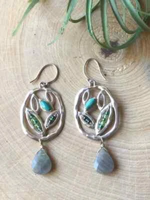 Pendientes Silpada Plata de Ley 925 Labradorita Turquesa W2213 Foto 1 de 4