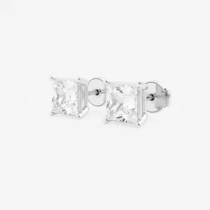 3ct IGI Certified Diamond Stud Earrings Princess Cut Lab Grown 14k Gold - Picture 1 of 3