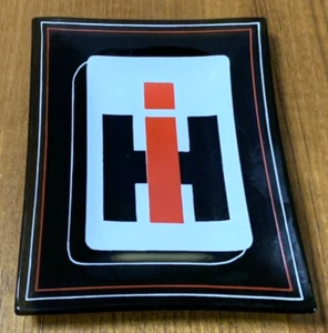 MCM Glass Ashtray IH International Harvester VGC Black Glass - Picture 1 of 2