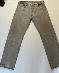 Levi’s Jeans Men’s Gray 501 Button Fly Straight Modern 2015 Grunge Cowboy 36/34 - Picture 1 of 12