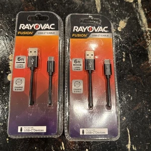 Rayovac Fusion 6 Foot USB C Cable Charging & Sync Grey 1 Pack 2 Pack - Zdjęcie 1 z 4