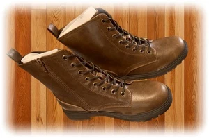 SO Lace Up Combat Boots W/Zippers; Chocolate Brown Leather; Size 9M; New In Box - Picture 1 of 10