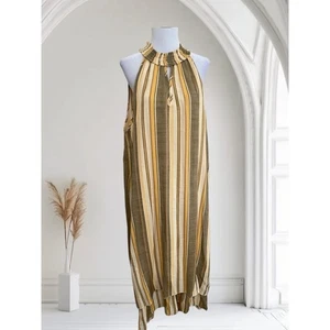 MLLE GABRIELLE 2X Streifen Lagenlook High Low Ärmellos Midi Sommerkleid Gefüttert - Bild 1 von 7