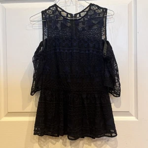 Parker Damen Bluse Oberteil ärmellos Rundhals Spitze Lagenlook Blau Größe S - Bild 1 von 7