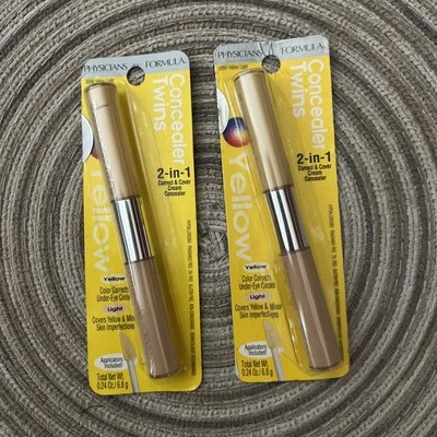 PHYSICIANS FORMULA CONCEALER TWINS 2 IN 1 CREAM CONCEALER # 3056 YELLOW/2packs - Image 1 of 2