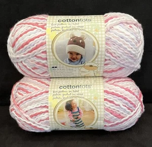 (2) Bernat Cottontots Yarn Ombre VERY BERRY #91422 White Pink Lavender - Imagen 1 de 7