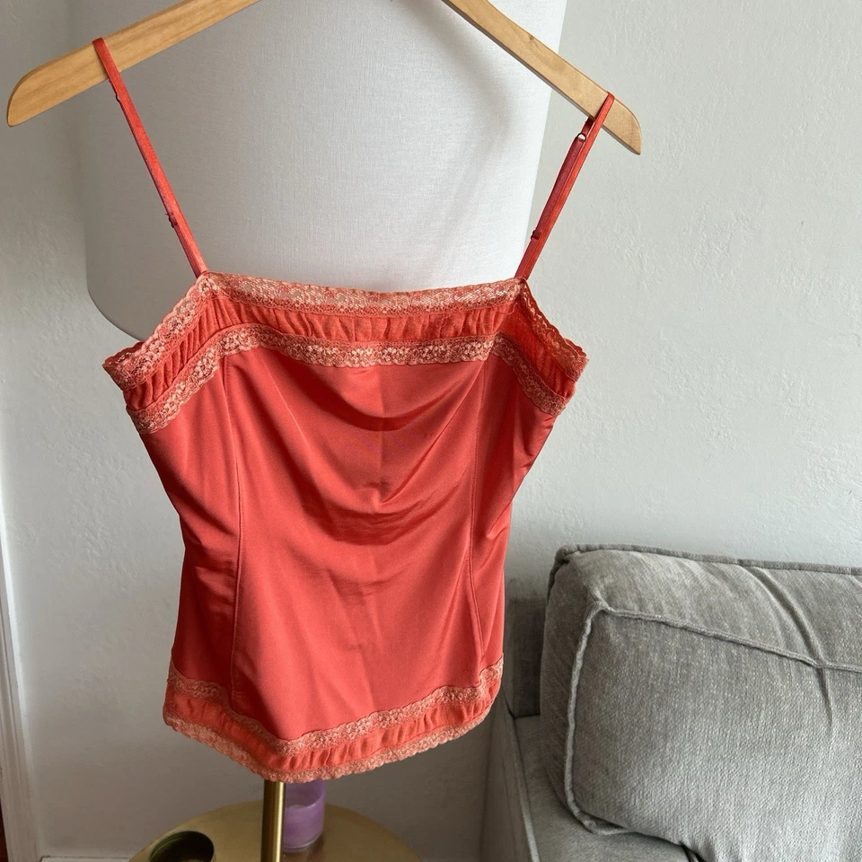 Top Cami Vintage Limitado Naranja Encaje Y2K Hada Años 90 Talla S   Foto 1 de 4