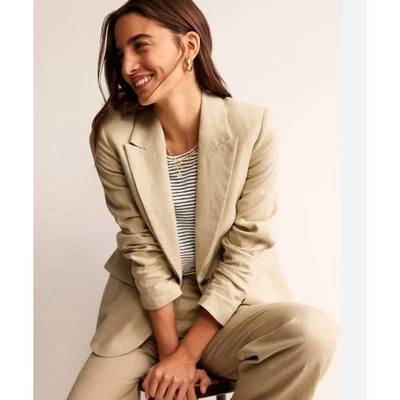 Boden Marylebone Women's Linen Blazer US 20-22R Neutral Button Front U0204 NWT - Image 1 of 4