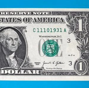 November 10, 1931 (C 11101931 A) BIRTHDAY Note $1 One Dollar Bill *UNC* - Picture 1 of 4