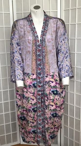 Karma Highway Womens Silky Floral /Paisley Patchwork Open Kimono Duster One Size - Picture 1 of 19