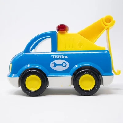 Camión grúa Tonka 1992 azul amarillo vehículo de juguete electrónica no funciona Foto 1 de 4