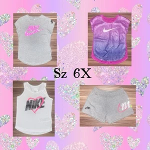 Girls (4pc) Nike T-Shirt, Tank-Top, & Shorts Summer Bundle Sz/ 6X - Picture 1 of 6