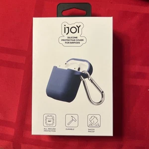 iJoy Silicone Protective Cover Case For Apple Airpods - Blue - w/ Carabiner - Picture 1 of 2