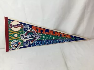 1992 World Series Pennant Toronto Blue Jays vs Atlanta Braves Duel Team Logo - Picture 1 of 4